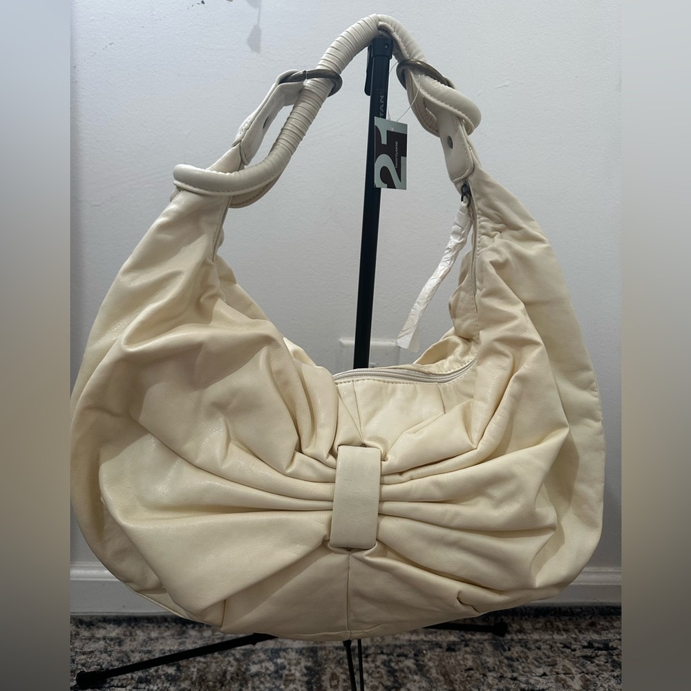 Twenty one Tote Bag Large Capacity leather Handbag Ruched Hobo Bag